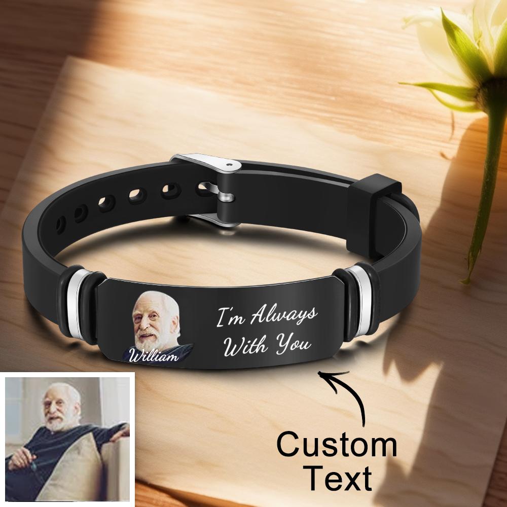 Men’s Bracelet Custom Photo Memorial Bracelet Engraved Commemorate Photo Memory