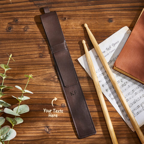 Custom Engraved Leather Drumstick Bag Simple Music