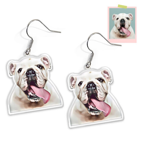 Custom Pet Photo Earrings Cat Dog Earrings Comics Earrings Personalized Dangle