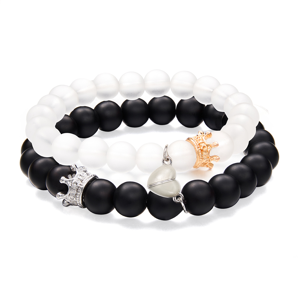 A circle of memories around their wrist: Magnetic Couple Crown Bracelet Set Valentine’s