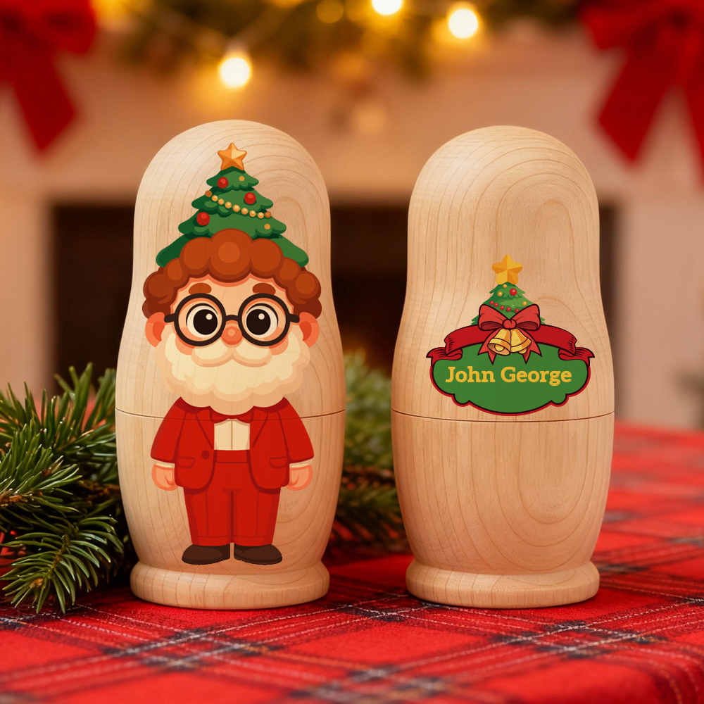 Personalized Portrait Nesting Doll with Text Custom Photo Family Portrait Cartoon