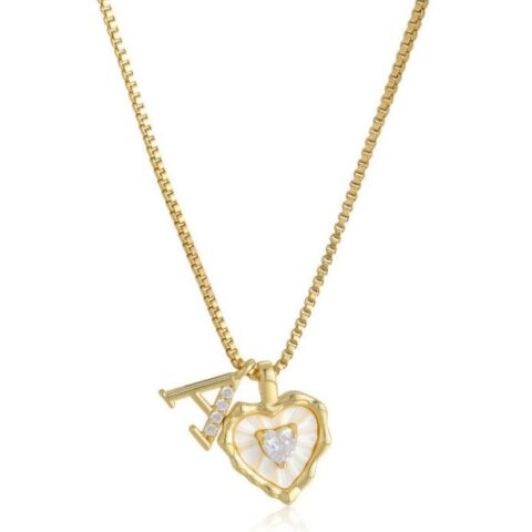 Heart Initial Necklace for Women Gold Plated Letter A-Z Pendant Box