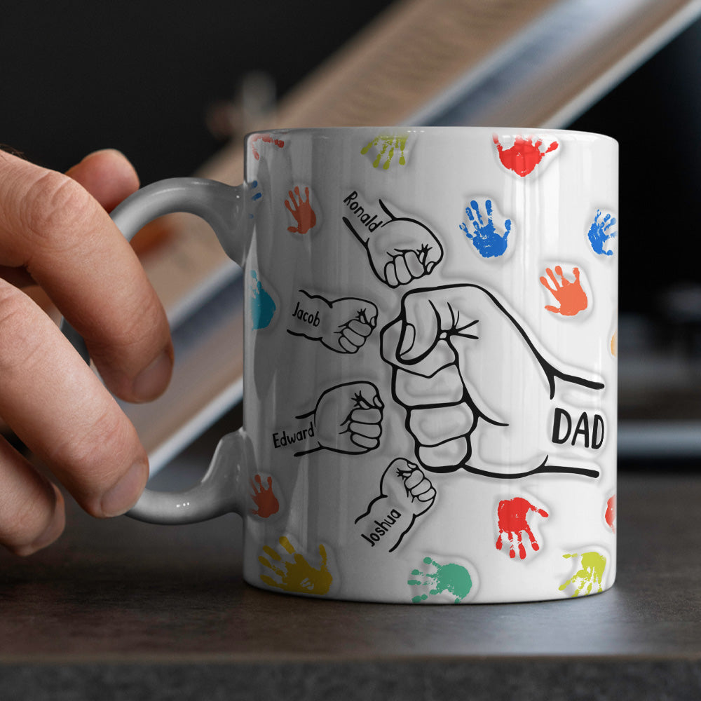Personalized Custom Names 3D Inflated Effect Printed Mug Gift for Dad