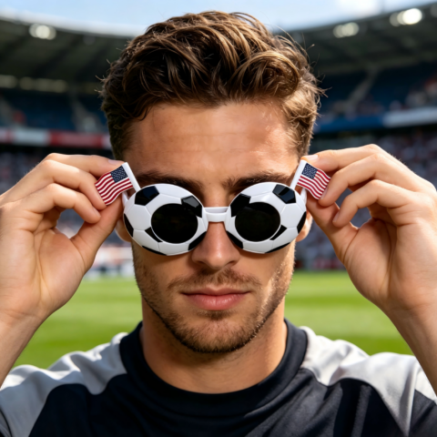 Soccer Pattern Glasses with National Flag Design Football Fan Party Sunglasses