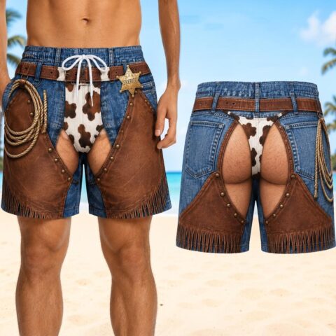 Made for one person in the world – them: Custom Cowboy Beach Shorts, Funny Western Swim
