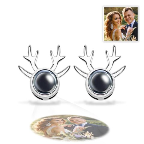 Custom Projection Photo Earring Deer Horn Pattern Creative