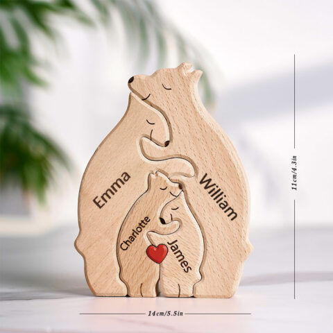 Custom Names Wooden Bear Family Puzzle Home Decor Gifts Personalized Mother’s