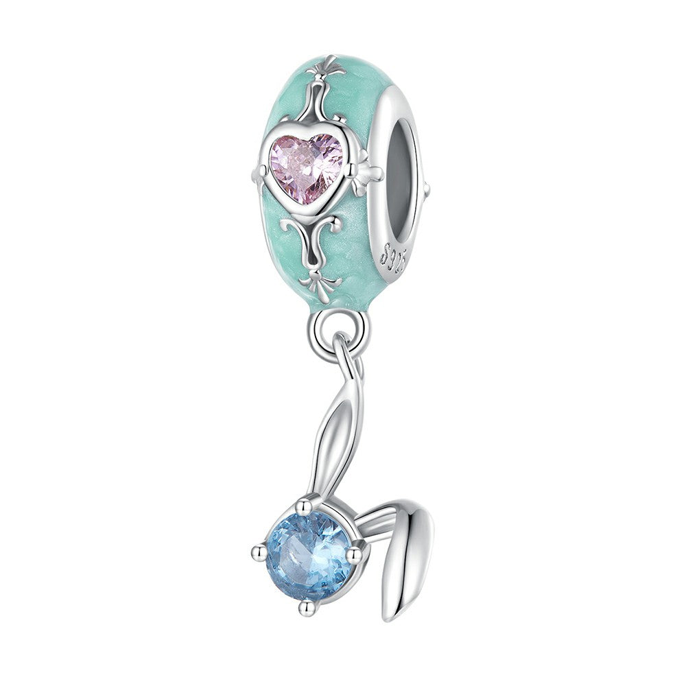 Easter Bunny Stopper Charm Spacer Charm Silver Easter