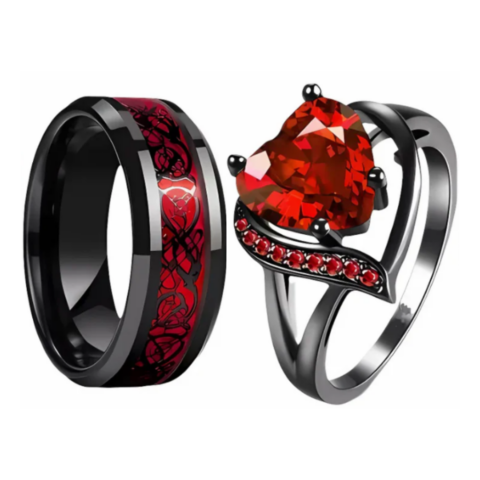 Couple Promise Rings Couple Rings Set Men’s Celtic Dragon Stainless Steel