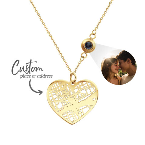 One of One, Just Like Them: Custom Photo projection Necklace Cherished Spot Map Necklace