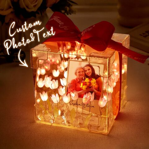 Custom Photo Tulip Flower Infinity Mirror Box Infinity Mirror Flower