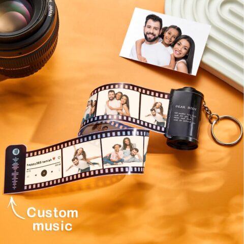 Custom Photo Film Roll Keychain Scannable Spotify Code Creative Couple