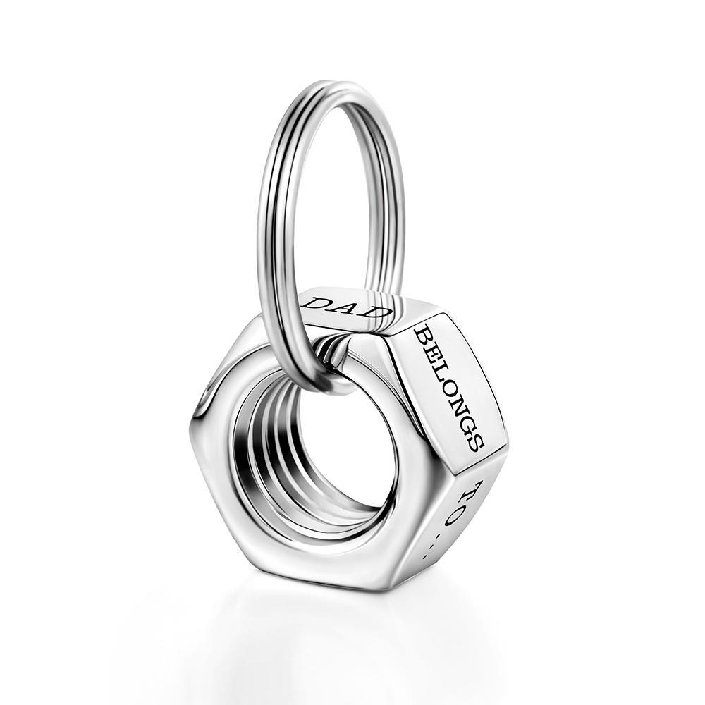 Custom Engraved Keychain Screw Nut Keychain for Men