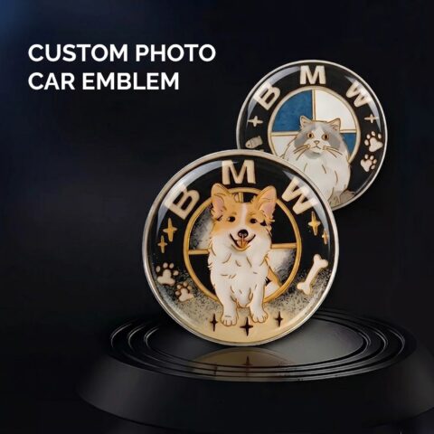 Custom Pet Photo Car Badge Emblem Personalized Bespoke Metallic Car Decal