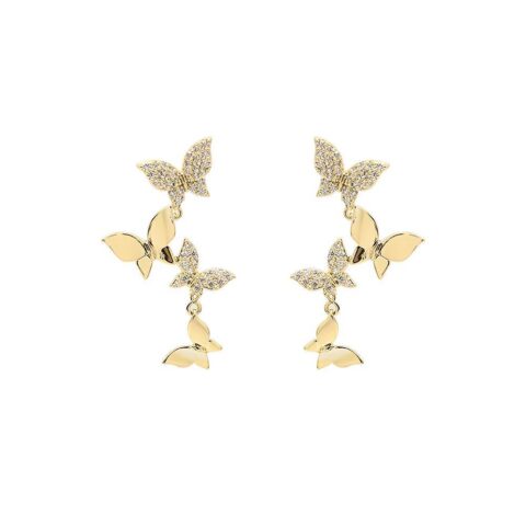Butterfly Linear Drop Earrings Social Butterfly Long Earrings Bridesmaid