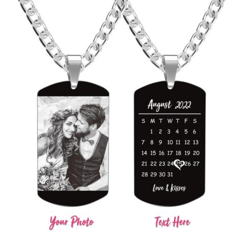 Custom Photo Necklace With Words Photo And Date Perfect