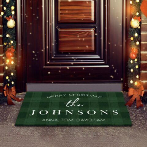 Custom Christmas Engraved Floor Mat Green-50×80cm