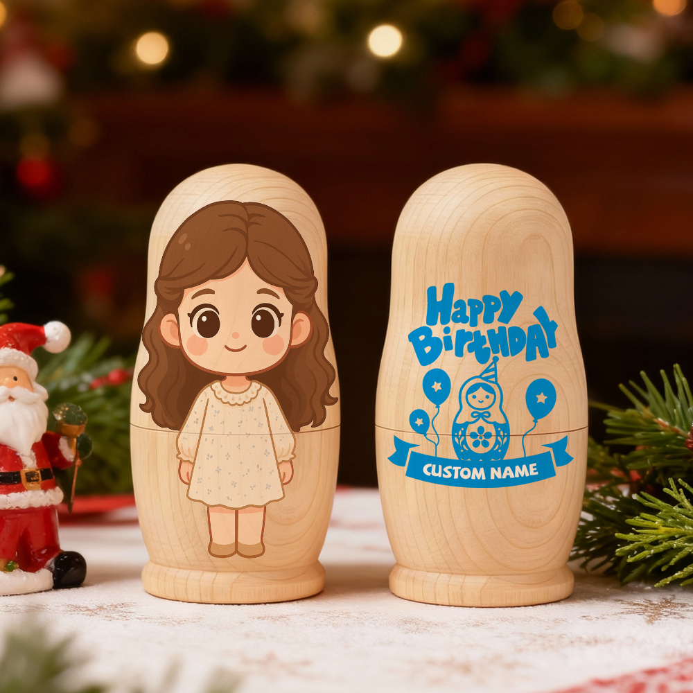 Personalized Portrait Nesting Doll with Text Custom Photo Family Portrait Cartoon