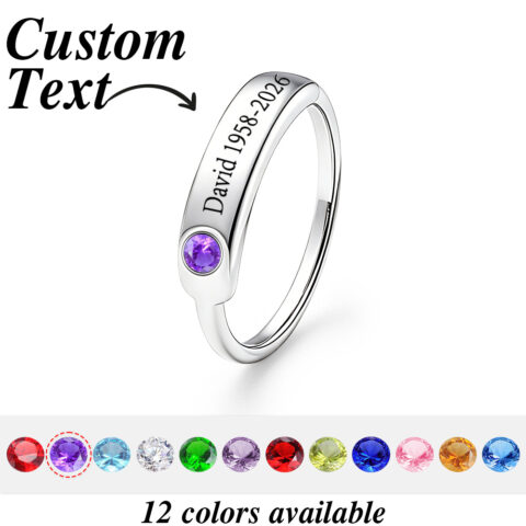 A promise that fits perfectly: Personalized Birthstone Name Memorial Ring to Remember