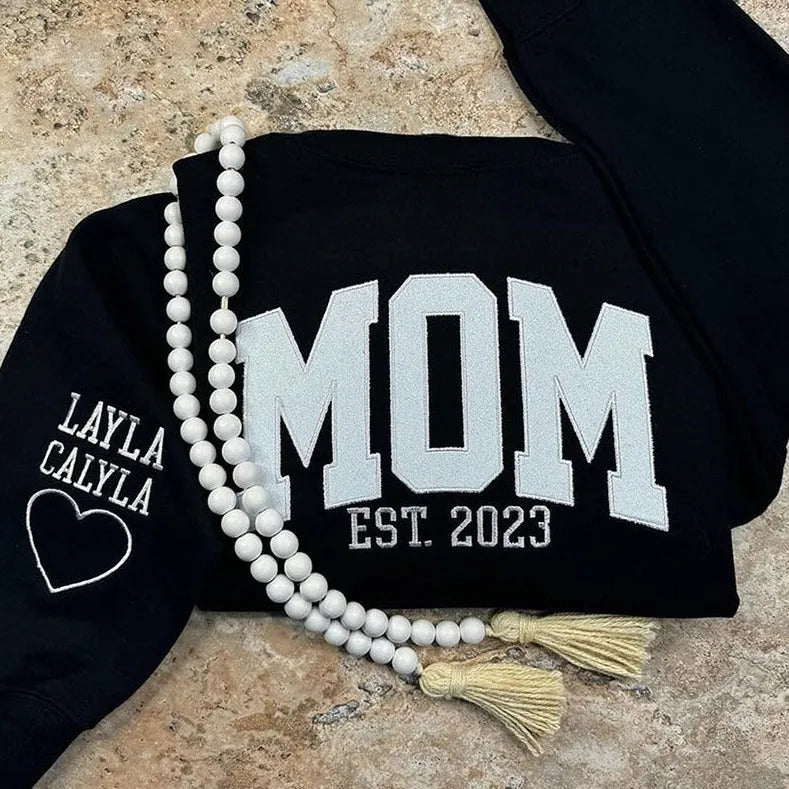 One-of-one apparel nobody else can ever own: Custom Embroidered Glitter Vinyl MAMA