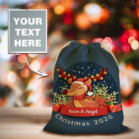 A promise that fits perfectly: Custom Engraved Drawstring Sack Wrapped Christmas Gifts-Elk