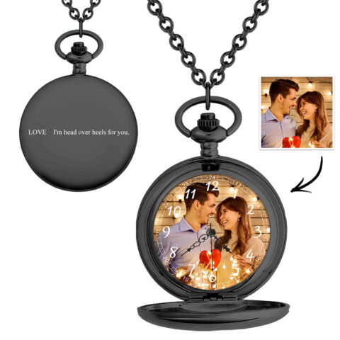 Custom Photo Pocket Watch Gift for Him Personalised Engravable Pocket Watches