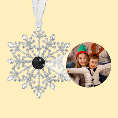 Personalized Ornate Snowflake Photo Ornament Projection Gem Ornament Christmas Tree Ornament