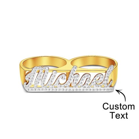 Custom Two Finger Name Ring Personalized Men’s Double Band Ring