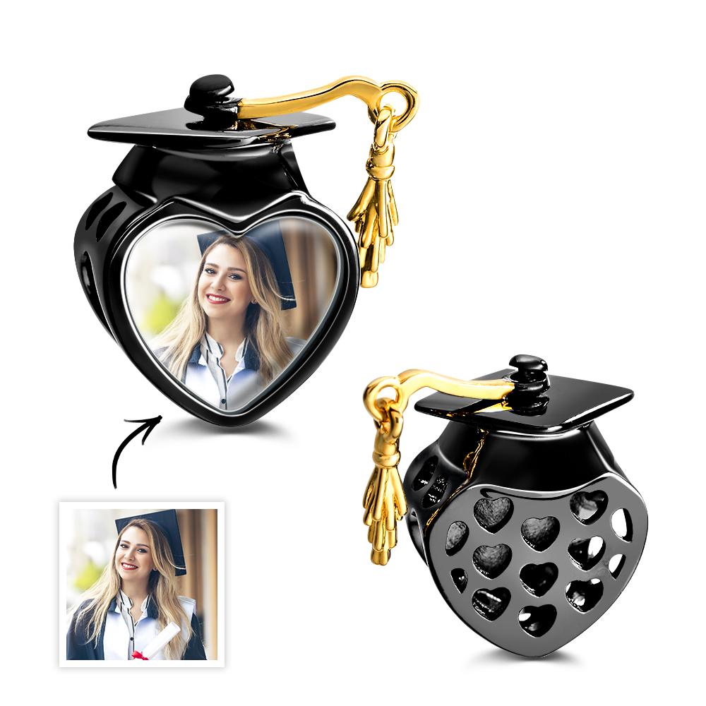 Academic Cap Photo Charm Bead Best Graduation Gift Fit All Major
