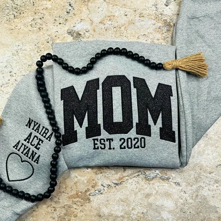 One-of-one apparel nobody else can ever own: Custom Embroidered Glitter Vinyl MAMA