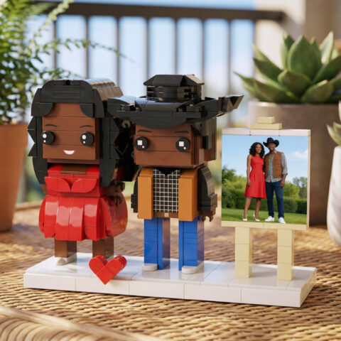 Customizable Fully Body 2 People Custom Brick Figures Denim Suit Brick