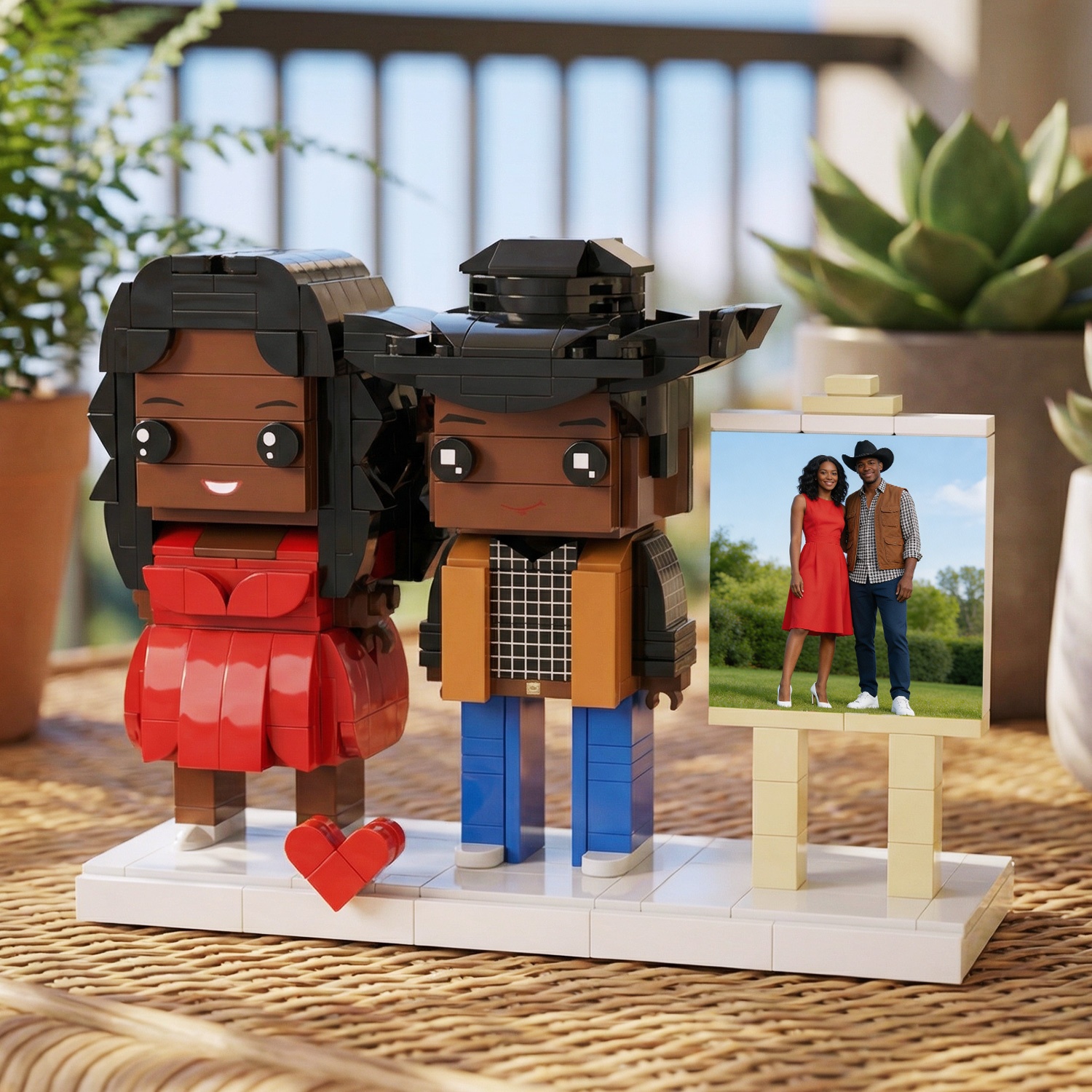 Customizable Fully Body 2 People Custom Brick Figures Denim Suit Brick