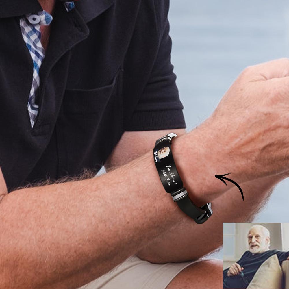 Men’s Bracelet Custom Photo Memorial Bracelet Engraved Commemorate Photo Memory