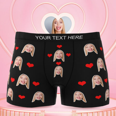 Men’s Face Underwear 3D Online Preview Gift for Him Heart Boxer