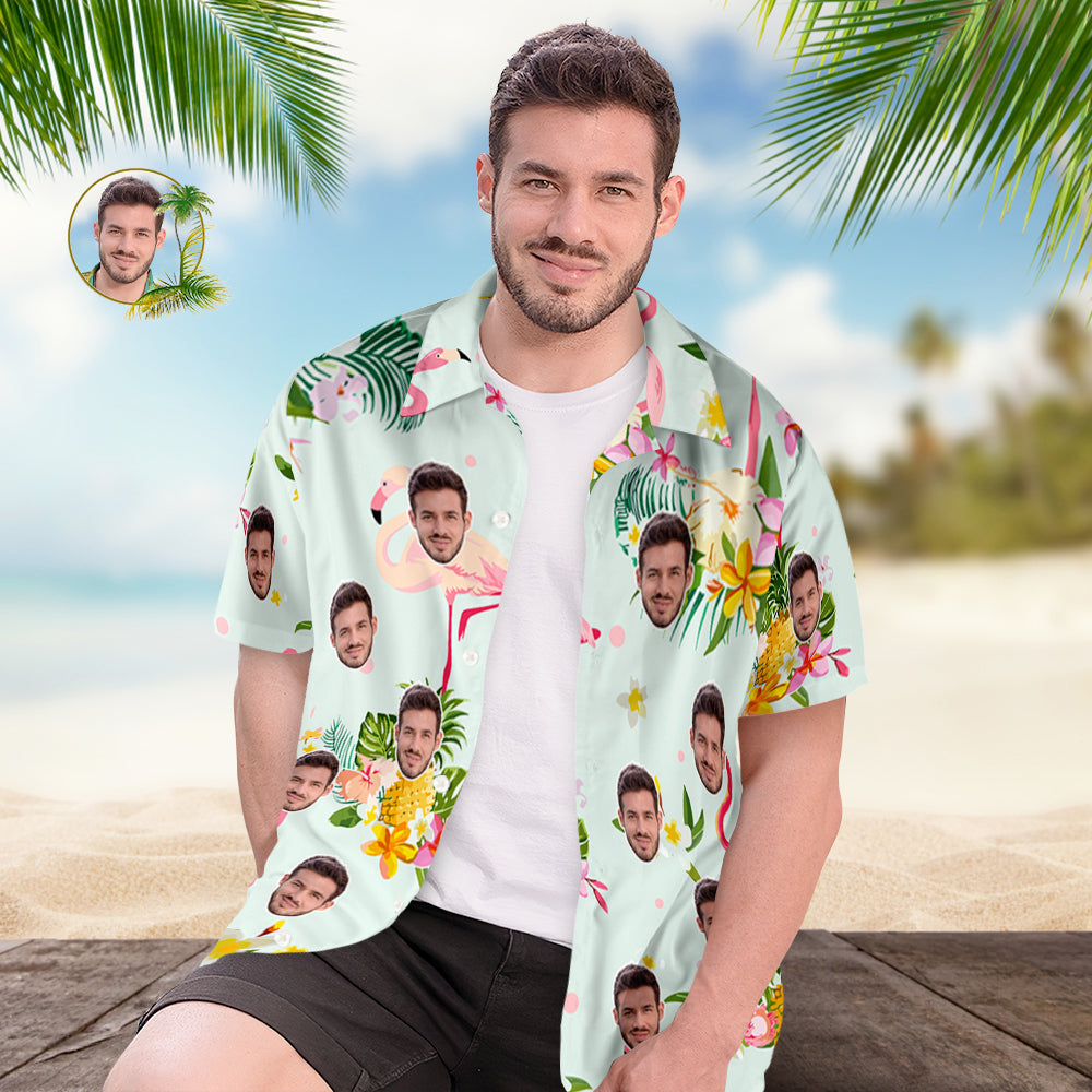 Custom Face Hawaiian Shirt Men’s All Over Print Aloha Shirt