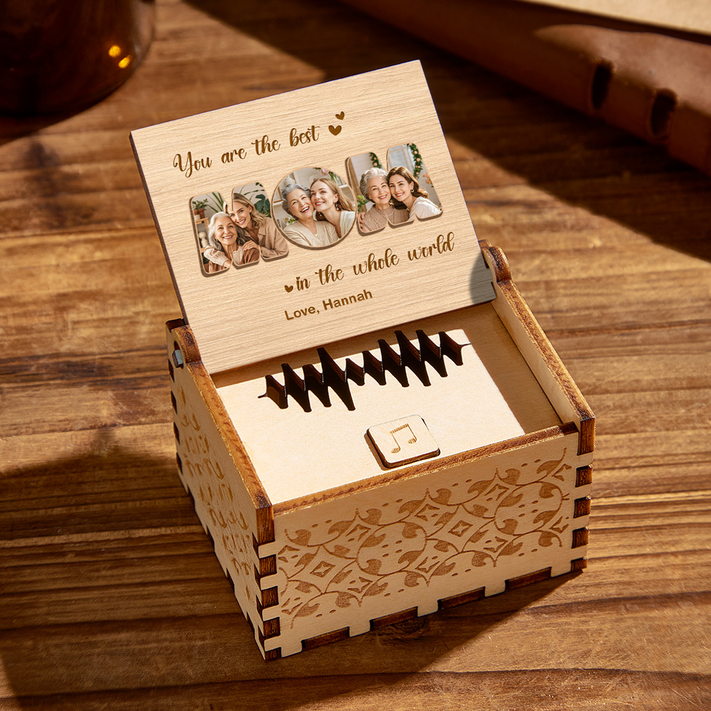 Open Slowly. Tears Likely.: Personalized Wooden Photo Music Box Custom Best Mom Music