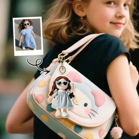 Small token, constant companion: Personalized Bag Charm Photo Plush Doll Keychain Mini
