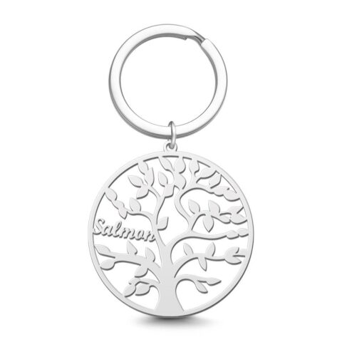 The reminder they touch every time they leave home: Name Keychain Family Tree of Life