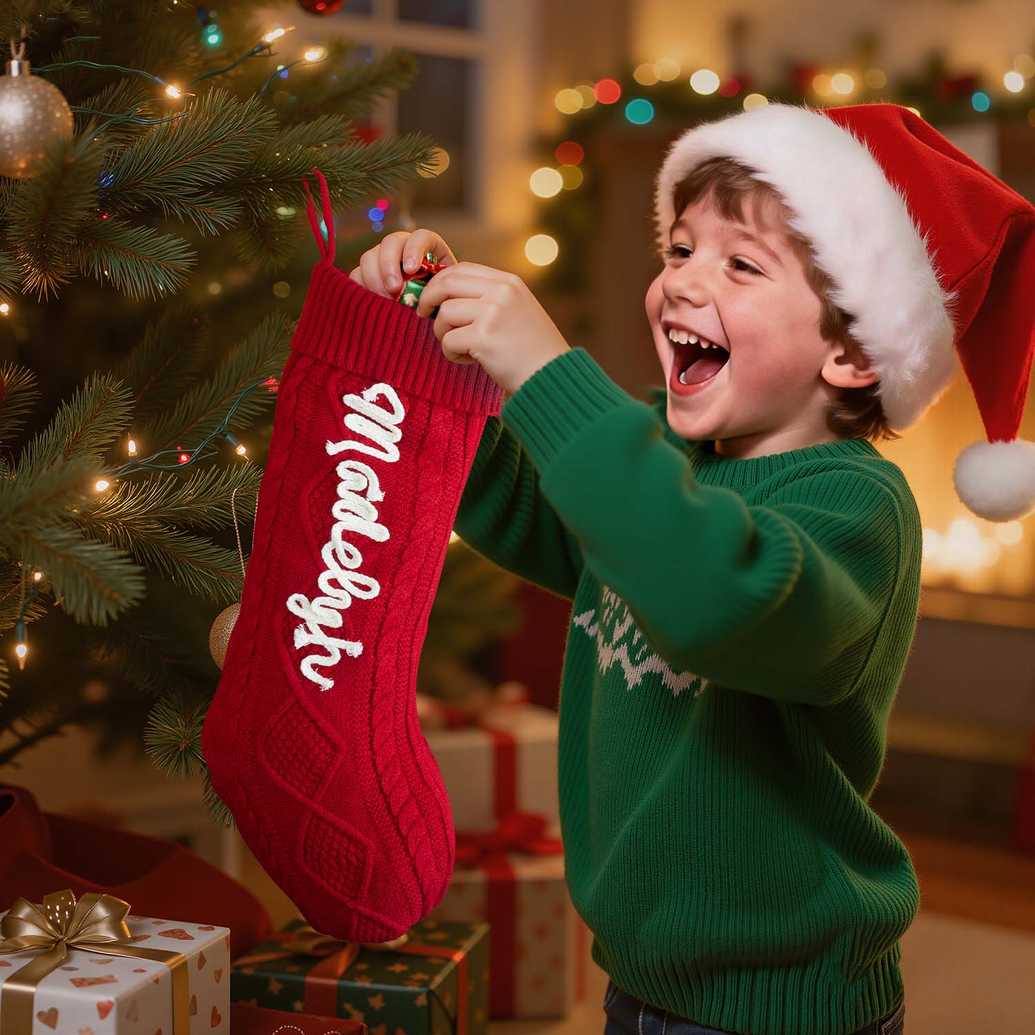 Custom Christmas Stockings Knitted Christmas Stockings with Name Christmas Family Stockings
