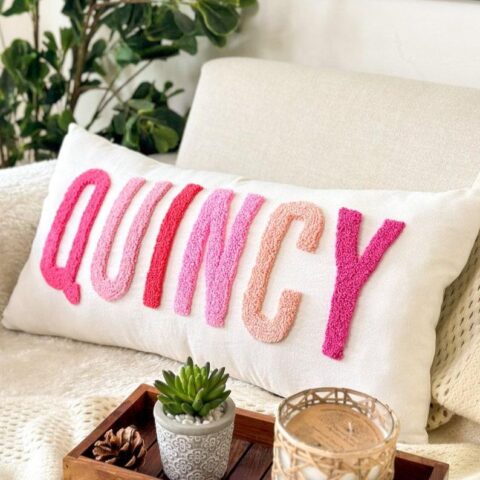 Personalized Baby Girl Room Name Pillow Cover, Baby Girl Nursery Pillow
