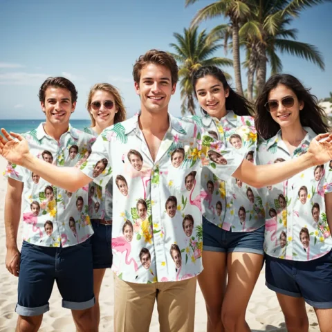 Custom Face Hawaiian Shirt Men’s All Over Print Aloha Shirt