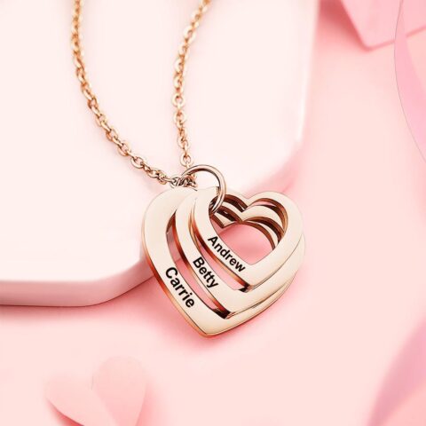 Custom Engraved Necklace Disc Necklace Heart-shaped Rose Gold Color