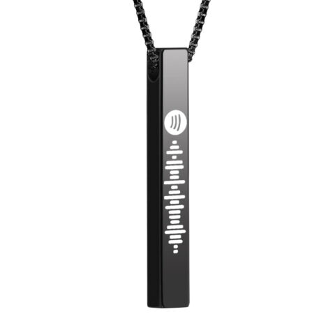Scannable Spotify Code Necklace 3D Engraved Vertical Bar Necklace