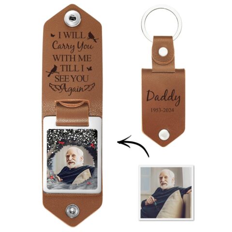 Custom Leather Photo Keychain Until I See You Again Unique Design