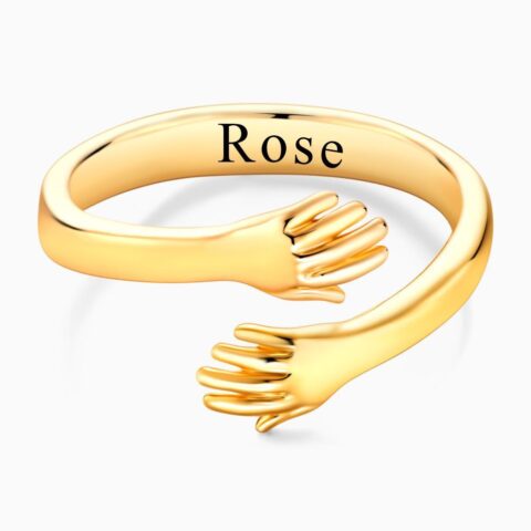 Custom Name Hug Rings Love Hugging Hand Stackable Ring Open Ring