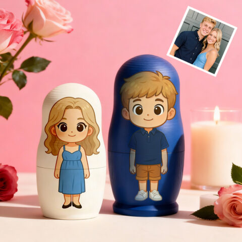 Personalized Portrait Nesting Doll Custom Photo Family Portrait Cartoon Style