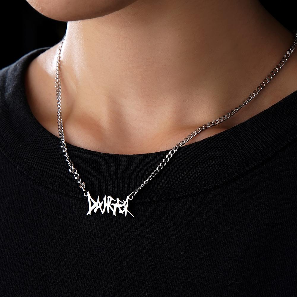 Her name, your words, one unforgettable piece: Custom Punk Name Necklace Alphabet