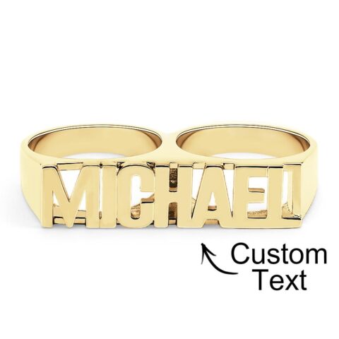 Made for One Person Only: Custom Two Finger Name Ring Personalized Men’s Double Band Ring