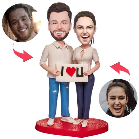 Their face on a desk toy – the laugh is guaranteed: The Couple with The I LOVE U Sign