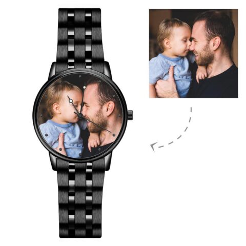Every glance at their wrist becomes a memory of you: Engraved Men’s Black Alloy Bracelet